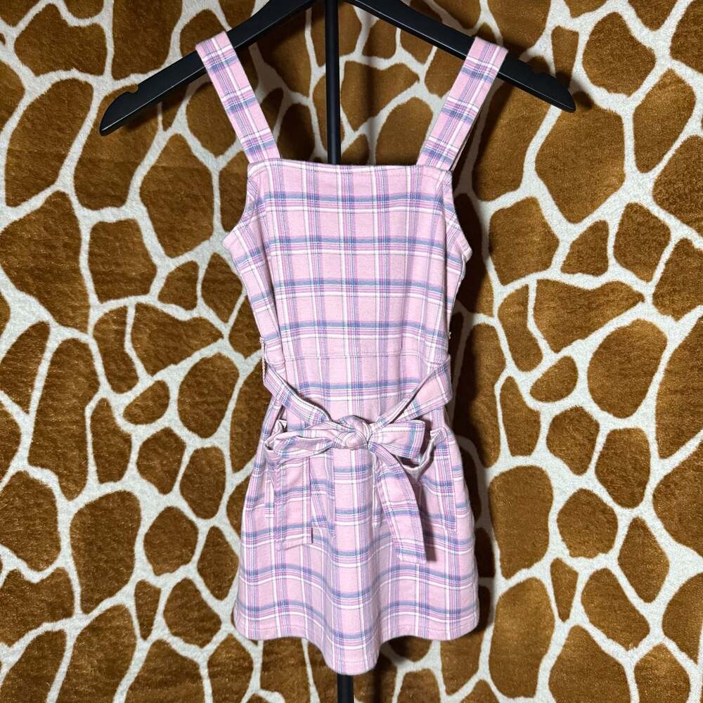 OshKosh B'gosh Pink Plaid Tie-Waist Jumper Dress Size 6/6x